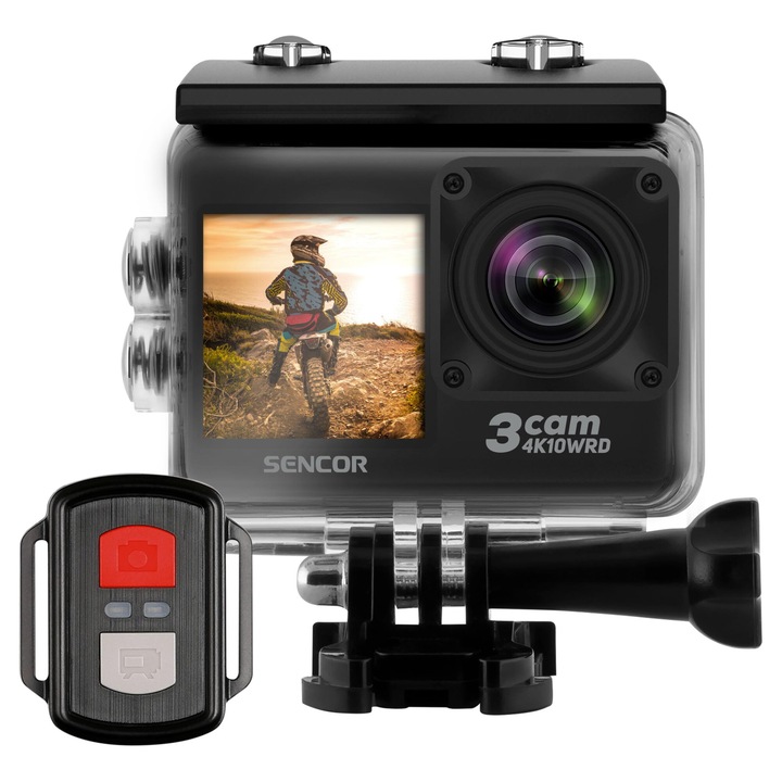Camera de actiune Sencor 3CAM 4K10WRD, 4K, telecomanda, negru