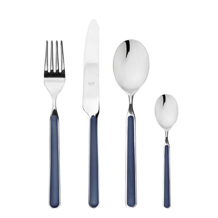 Set 24 Tacamuri, Mepra, Inox, Pentru 6 persoane, Argintiu / Albastru