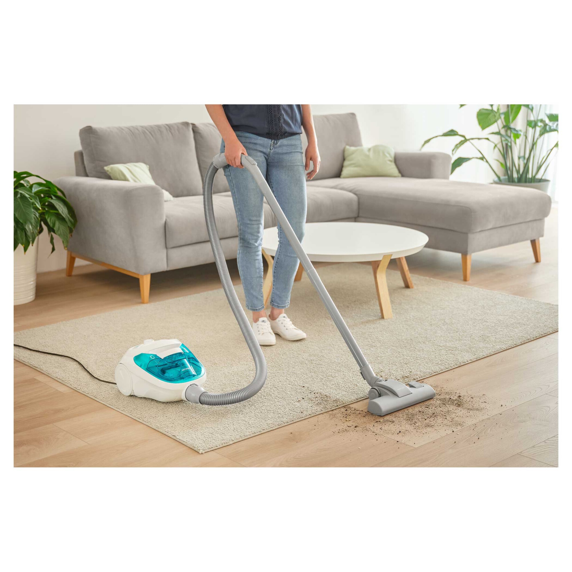 Aspirator fara sac, Sencor SVC 1015TQ 3AAA 800 W, alb, albastru