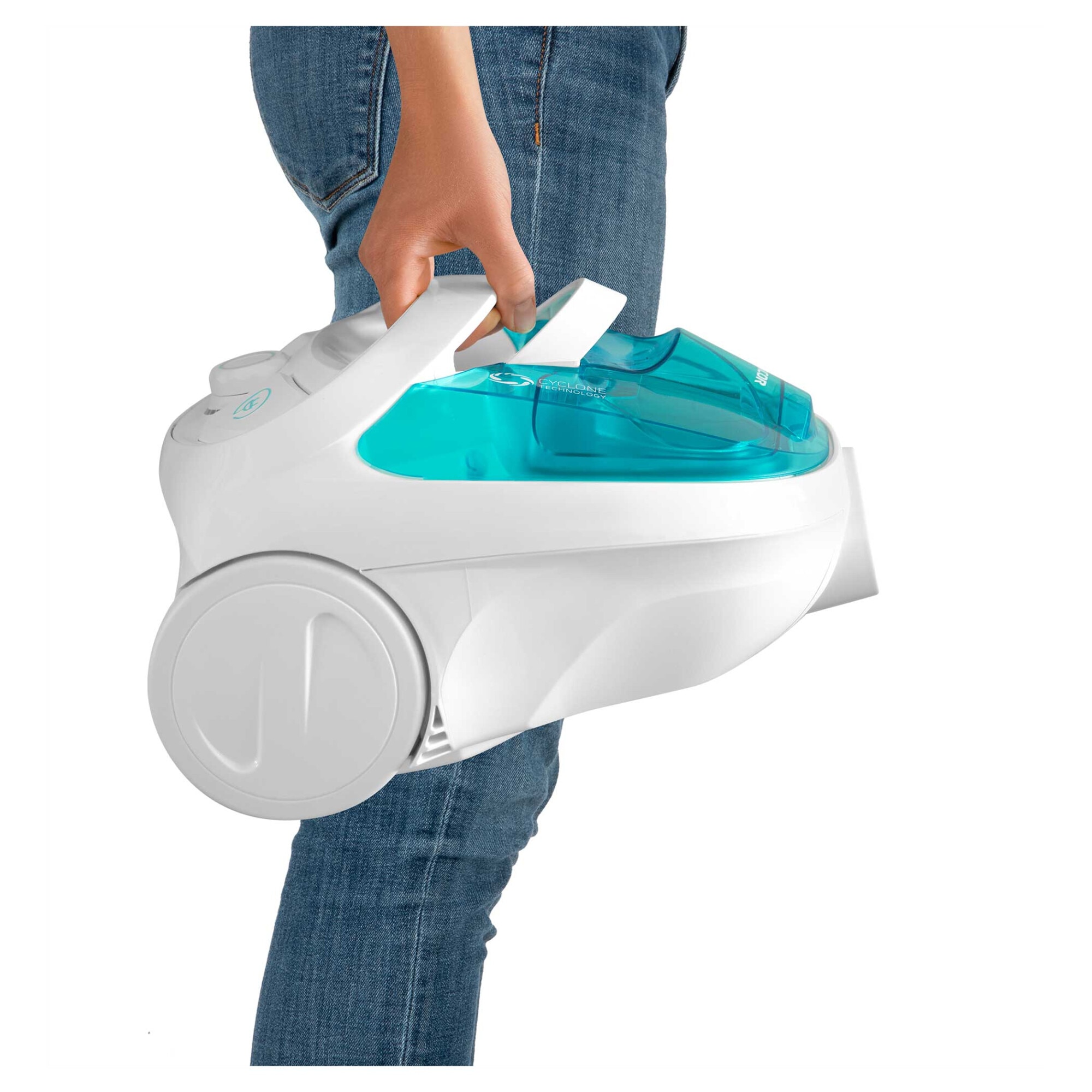 Aspirator fara sac, Sencor SVC 1015TQ 3AAA 800 W, alb, albastru