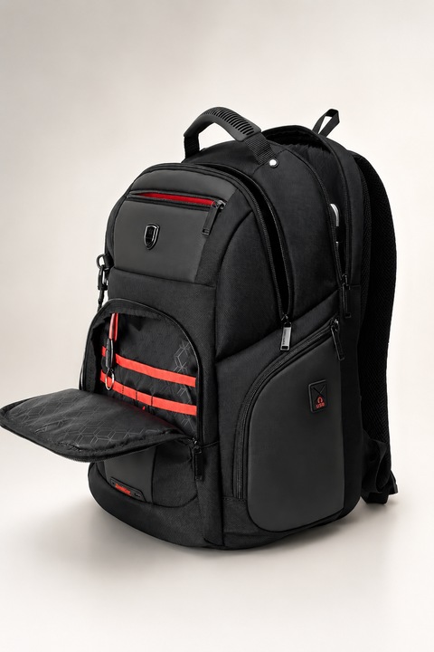 Rucsac Multifunctional 46L, Rucsac Laptop 15.6", Ghiozdan Impermeabil, Port USB, Geanta Smart Casual cu RFID, Bagaj de Mana pentru Calatorie Travel, Rucsac Sport, Business, Birou, Scoala, Compartimente Multiple, Unisex, ZenithSync, Negru, 47x34x19 cm