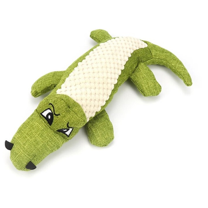 Plüss krokodil játék, kutyáknak, 30 cm, Zöld