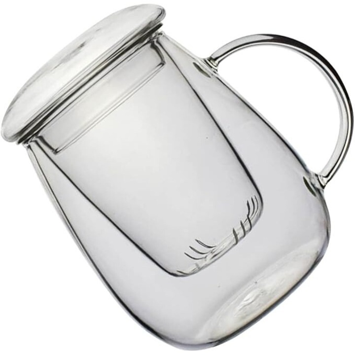 Csésze fedővel és teafőzővel, hőálló üveg, 500 ml