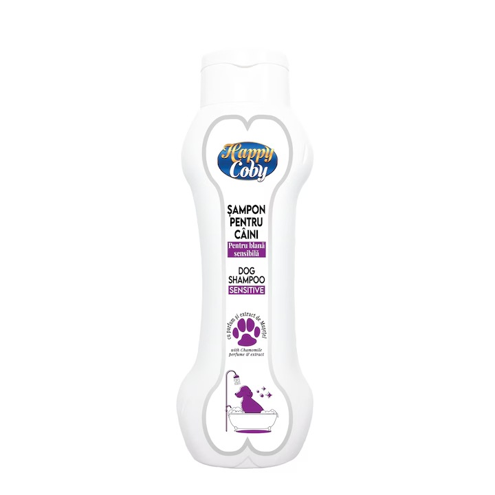 Sampon Caini Blana si Piele Sensibila, Happy Coby, cu extract de Musetel, 300ml