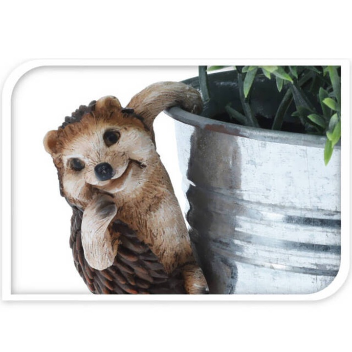 Virágcserép koszorú Boldog állat, polirezin, 9 x 4, 5 x 8 cm - sündisznók