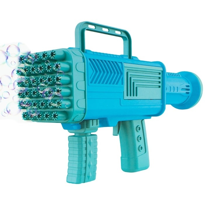 Macvi® пистолет за сапунени мехури с 34 дупки, цветно забавление за дейности на открито, син