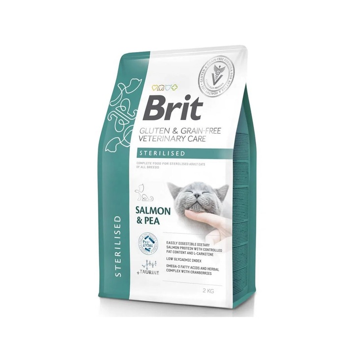 Sterilizált macskaeledel BRIT Grain Free Veterinary Care Cat Sterilizált lazacborsó, lazaccal 5 kg