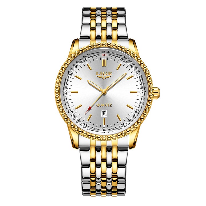 Férfi karóra, Lige, Kvarc, Analóg, Divat, Alkalmi, Üzleti, Ezüst Arany Fehér