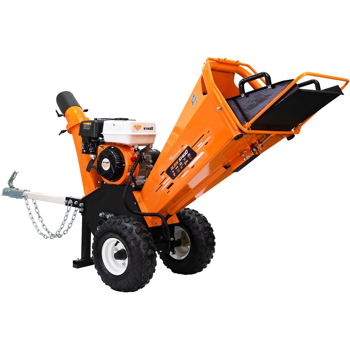 Tocator crengi si resturi vegetale pe benzina Ruris ST400S, putere 7 CP, 212 CC, motor 4 timpi, diametru maxim tocare 80 mm, rezervor combustibil 3.6 L, roti transport, cupla tractare