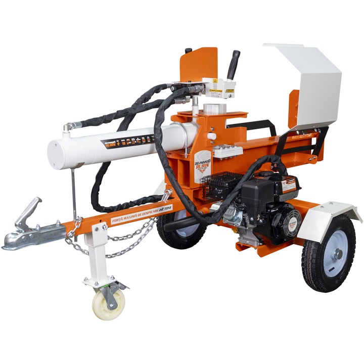 Despicator pe benzina pentru lemne/busteni Ruris DLVH2200, putere 7 CP, forta despicare 22 T, lungime maxima despicare 65 cm, diametru despicare 500 mm, roti transport, utilizare vertical/orizontal