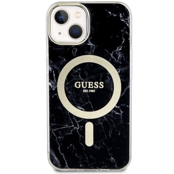 Carcasa Guess Marble cu MagSafe, negru, pentru iPhone 14 Plus / 15 Plus, 6.7"