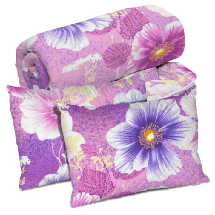 Steppelt paplan garnitúra 2 személyes 200x220 cm és 2 párna 50x70 cm, NufJoy, töltelék 250 g/m2 antiallergén szilikon pehely, mikroszálas huzat, közepes hőfok, Anemona