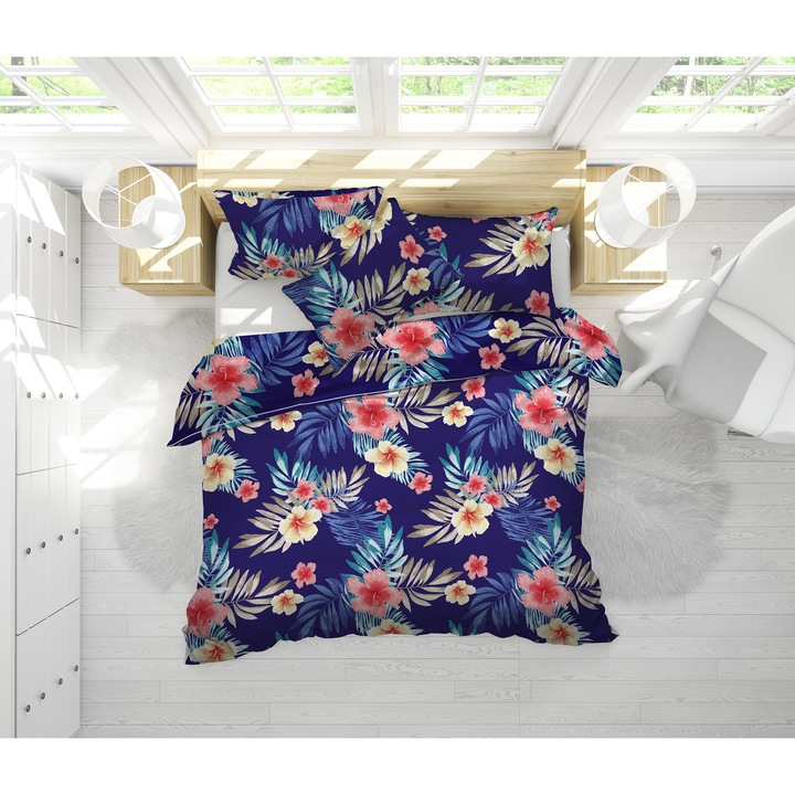 Steppelt paplan garnitúra 2 személyes 200x220 cm és 2 párna 50x70 cm, NufJoy, töltelék 250 g/m2 antiallergén szilikon pehely, mikroszálas huzat, közepes hőfok, Liliomvirág