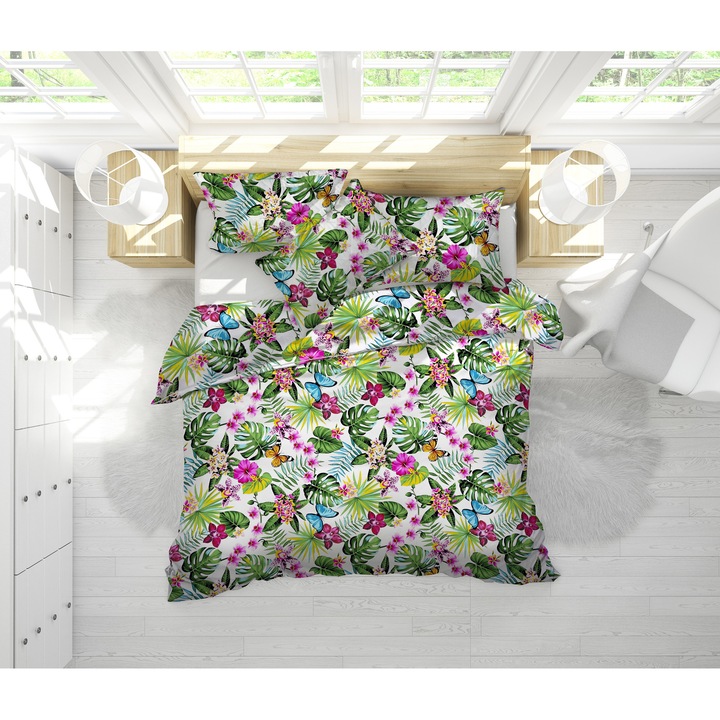 Steppelt paplan garnitúra 2 személyes 200x220 cm és 2 párna 50x70 cm, NufJoy, töltelék 250 g/m2 antiallergén szilikon pehely, mikroszálas huzat, közepes hőfok, Exotic
