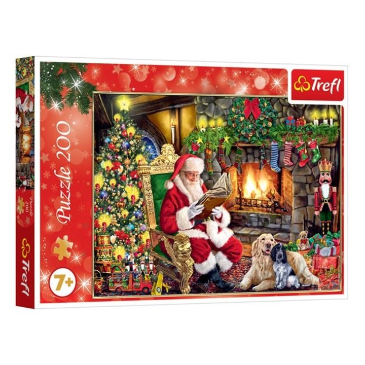 Пъзел Trefl, Santa Claus with 2 Puppies, 200 части