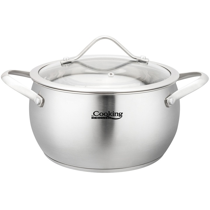 Oala cu capac sticla Cooking by Heinner - Origini Chef Nicolai Tand, inox, inductie, 18 x 10 cm, 2.5 L