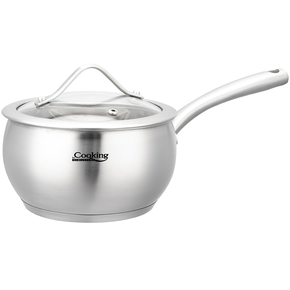 Cratita cu capac sticla Cooking by Heinner - Origini Chef Nicolai Tand, inox, inductie, 16 x 9 cm, 1.8 L