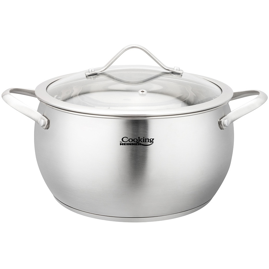 Oala cu capac sticla Cooking by Heinner - Origini Chef Nicolai Tand, inox, inductie, 22 x 11.5 cm, 4.3 L