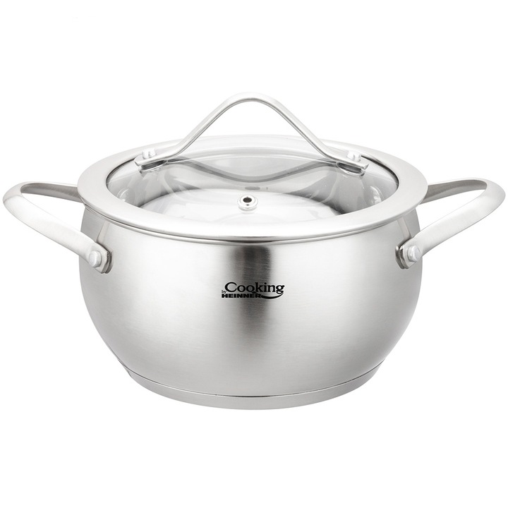 Cooking by Heinner üvegtetős edény - Origins: Chef Nicolai Tand, Rozsdamentes acél, Indukciós, 16x9 cm, 1.8l