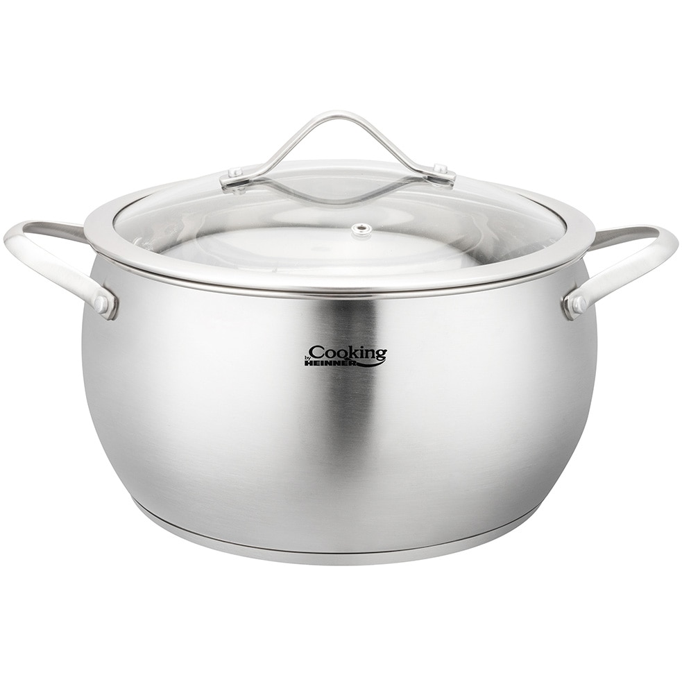 Oala cu capac sticla Cooking by Heinner - Origini Chef Nicolai Tand, inox, inductie, 24 x 13.5 cm, 6 L