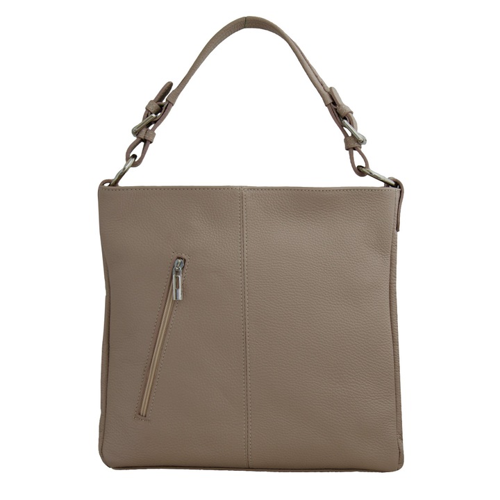 Női crossbody táska valódi bőrből, Samira, púderrózsaszín