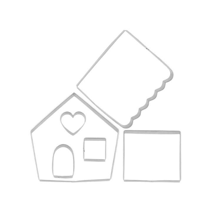 Set forme prajituri, Birkmann, 6 bucati, pentru casa de turta dulce, otel inoxidabil, siguranta utilizare