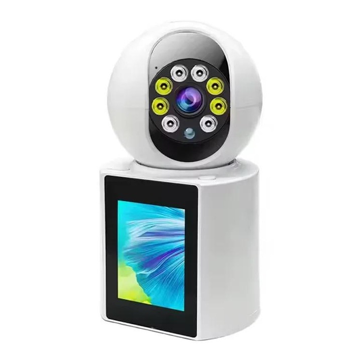 AMYMAT kétirányú baba/megfigyelő kamera, távhívással, WI-FI kapcsolattal, alkalmazásvezérléssel, babafigyeléssel lapos és mozgásérzékelővel, fehér