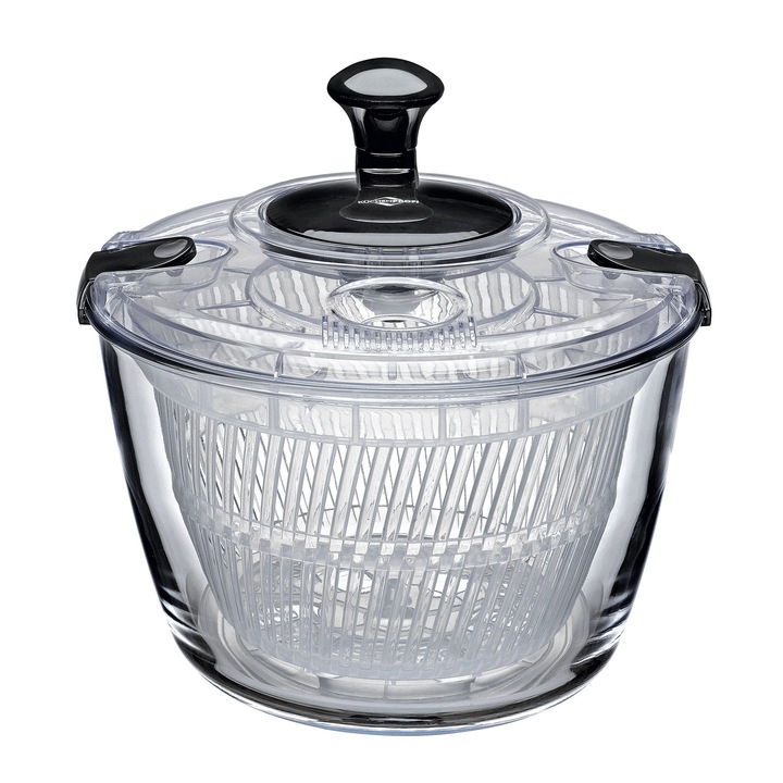 Strecuratoare pentru salata, Kuchenprofi, Sticla borosilicata / Plastic, 4 L, 24.5 cm, Transparent