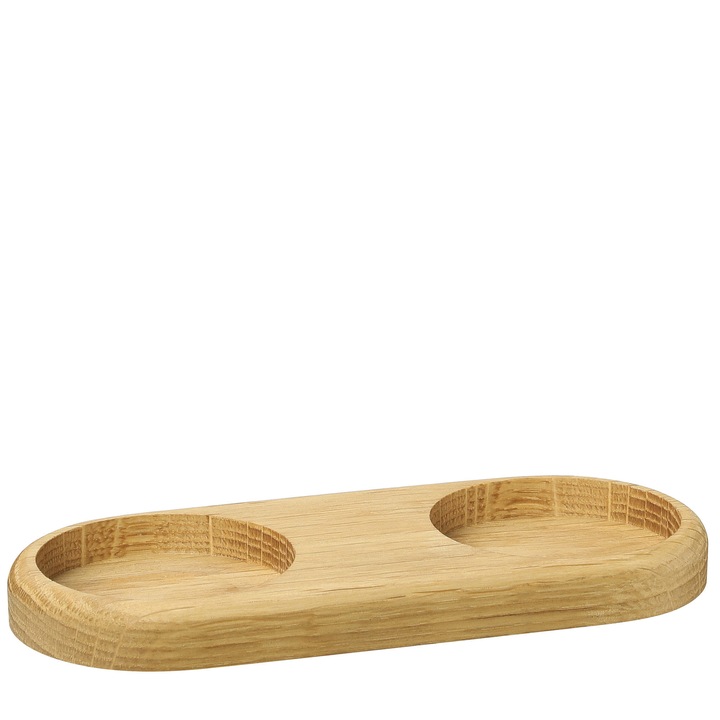 Suport din lemn de stejar pentru 2 rasnite, Zassenhaus, 17x8cm