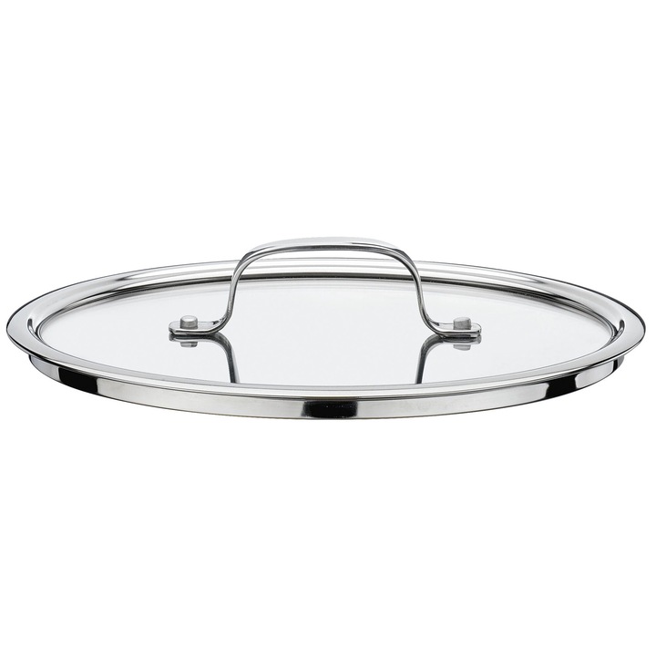 Capac pentru gatit, Spring, sticla, argintiu/transparent, 28cm