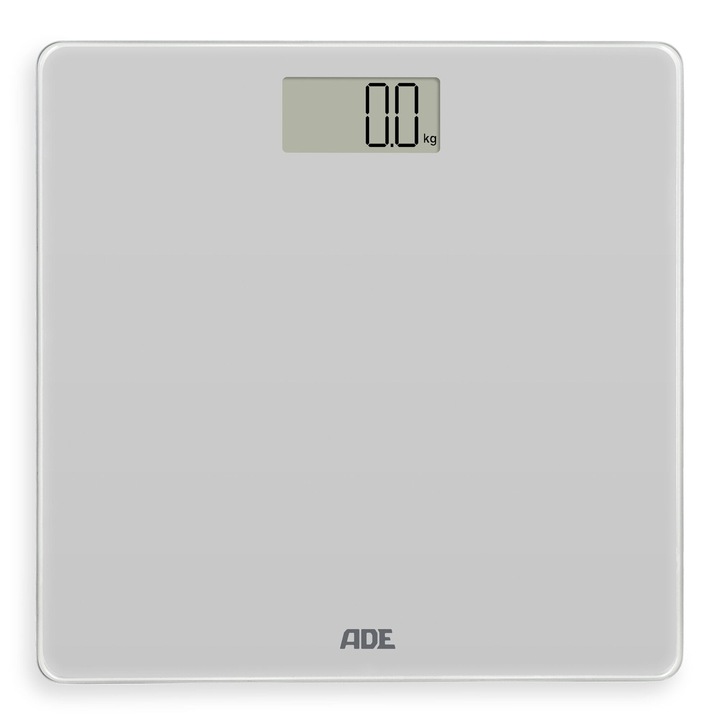 Телесен кантар ADE, 30х30см, 180кг, стъкло, сив