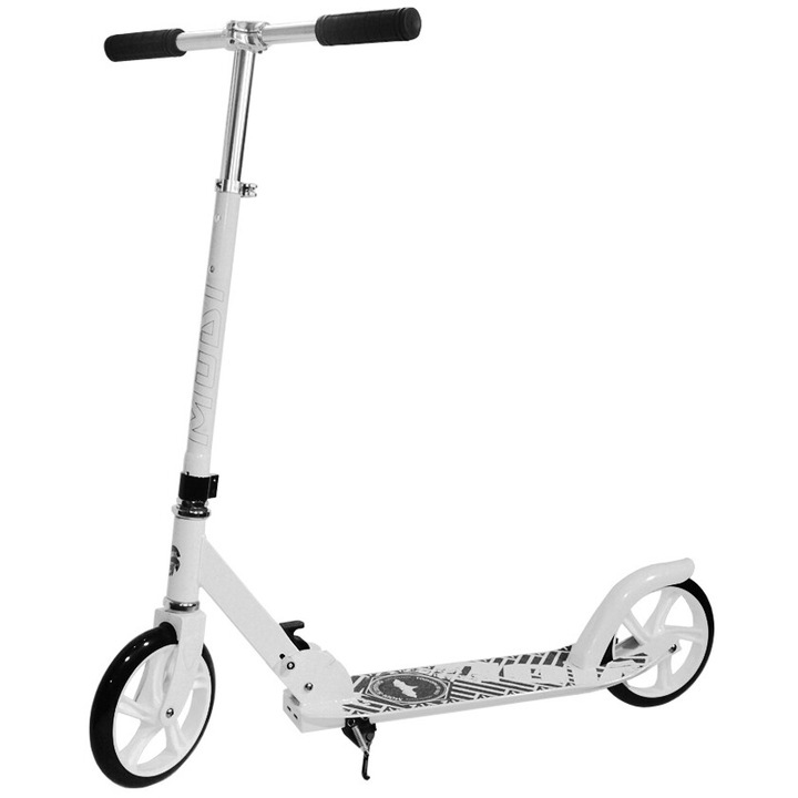 MODISKATE összecsukható roller, 200mm, fehér, szürke és fekete elemekkel, 93x48x101cm, felnőtteknek, maximális súly 85 kg