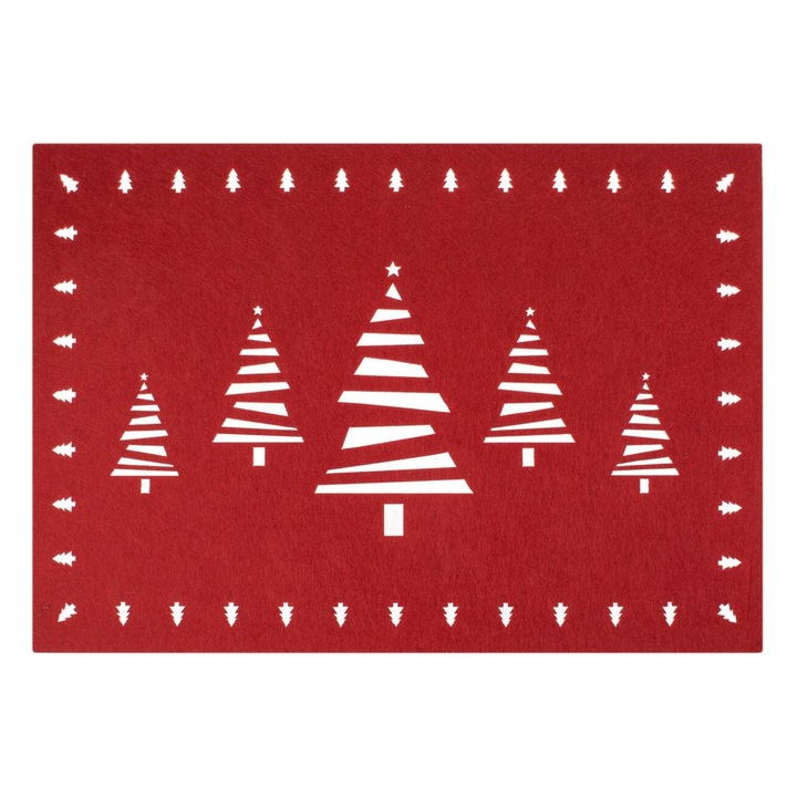 Suport Farfurie Craciun Pasla Rosu 43x29.5cm Model Brazi Perforati