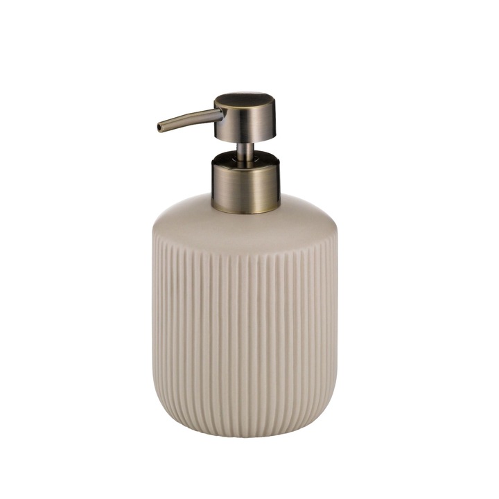 Szappan adagoló, Kela, kerámia, 0,4 l, 9 x 15,5 cm, bézs/arany