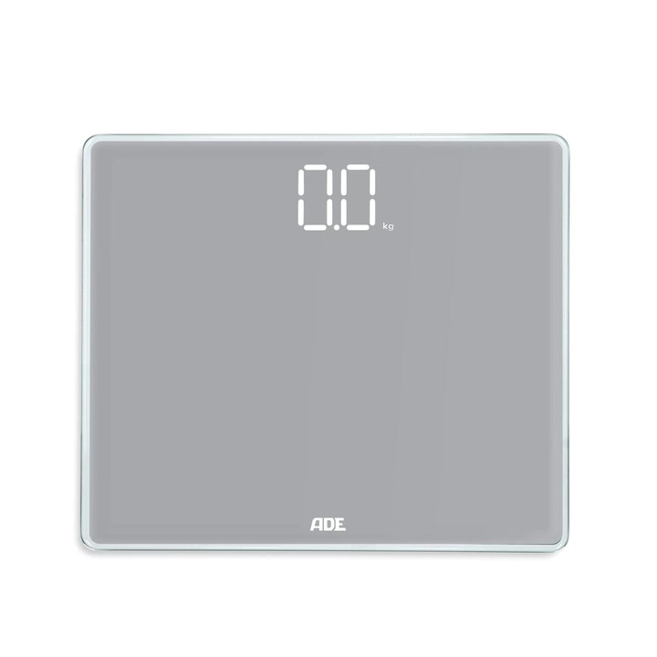 Телесен кантар ADE, 220 кг, 35х30 см, стъкло, сив