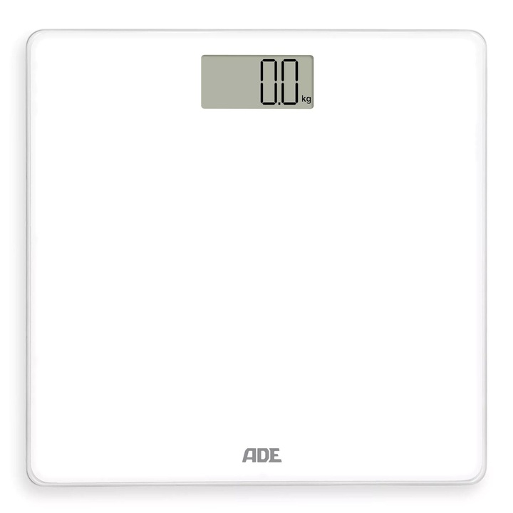 Телесен кантар ADE, 180 кг, 30х30 см, стъкло, бял