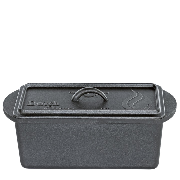 Tava de copt din fonta, Kuchenprofi, 28x12x10,5cm, 3l, cu capac