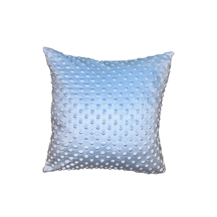 Perna decorativa, husa minky detasabila, lavabila, albastra, 40x40 cm