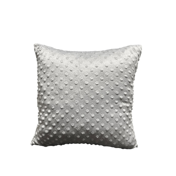 Perna decorativa, husa minky detasabila, lavabila, gri, 40x40 cm