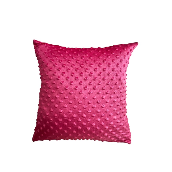 Perna decorativa, husa minky detasabila, lavabila, roz ciclam, 40x40 cm