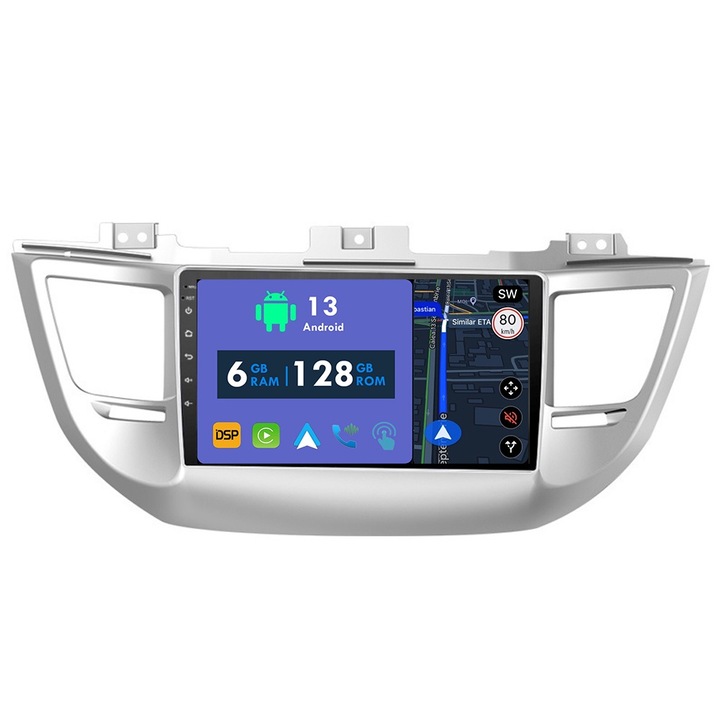 Navigatie GPS CarPlay Radio pentru Hyundai Tucson 3 2015 - 2018 Android Auto Stereo Bluetooth Ecran Tactil 6GB RAM, 128GB ROM