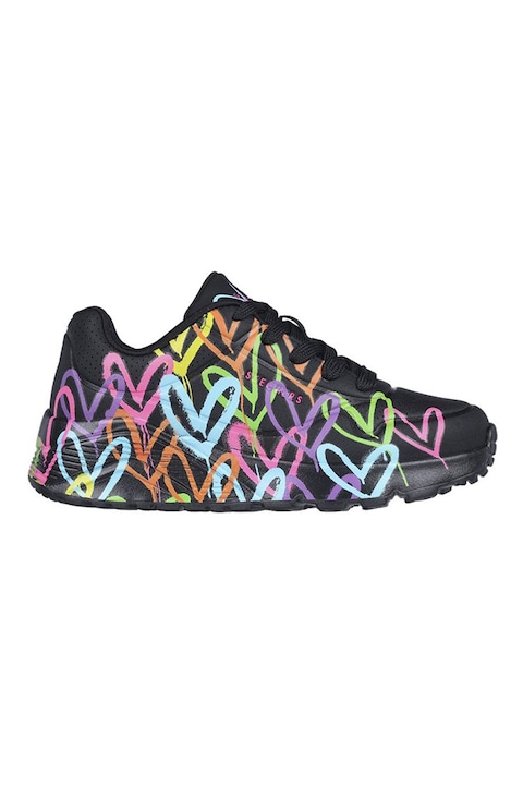 Skechers, Gyermek sportcipo szivmintas Uno Lite - Spread, Fekete/Sárga/Rózsaszín
