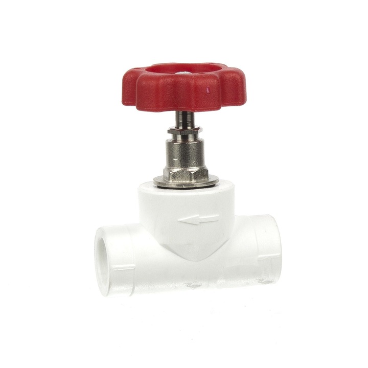 Кран за PPR тръба, проходен, Ø 20 мм, бял