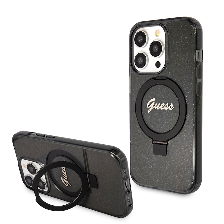 Prémium tok iPhone 15 Pro Max készülékhez, amely kompatibilis a MagSafe Guess Luxury Series termékkel – farmer fekete