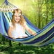 Hamac Tip Balansoar Macvi® cu 2 Tije din Lemn Capacitate 150 kg, Material Rezistent, Albastru, Design Confortabil pentru Gradina, Terasa sau Camping, Verde