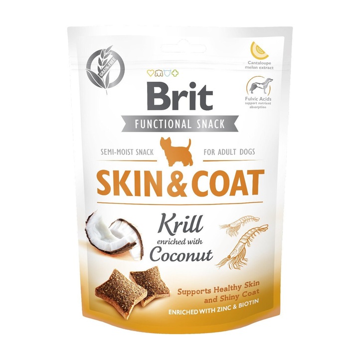 Recompense caine, pentru piele si blana BRIT Care Dog Functional Snack Skin&Coat Krill 150g