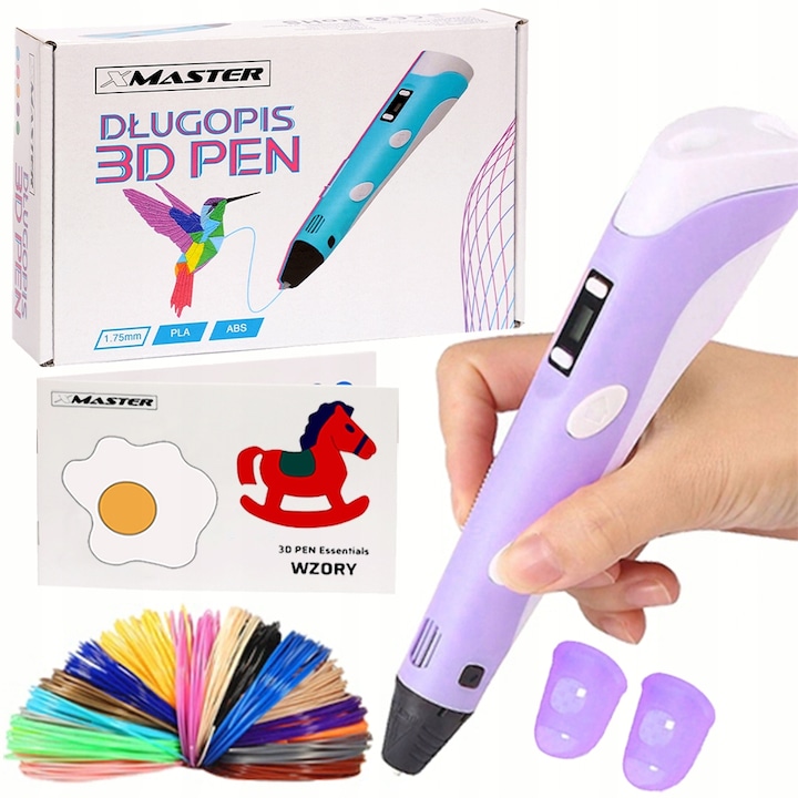 Комплект XMaster 3D писалка 100 м патрони 18,5 см x 4,5 см x 3 см лилаво