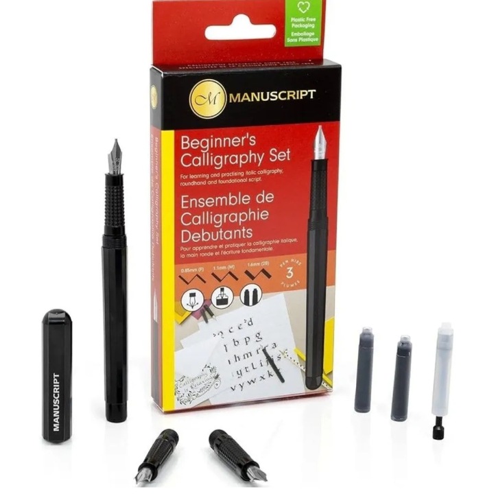 Калиграфски комплект Beginner's с 3 перца, Manuscript MC1236, калиграфия