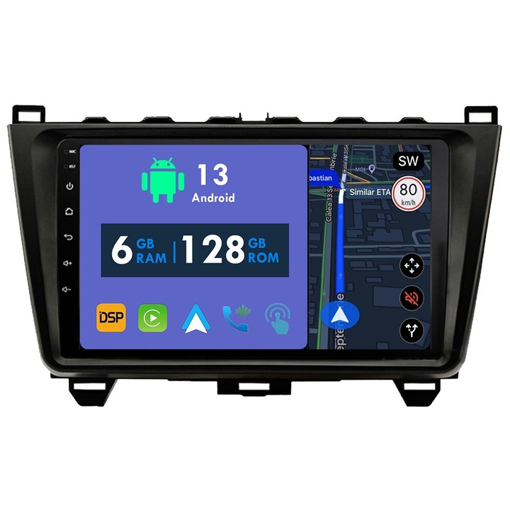 Roverone, GPS navigációs CarPlay rádió Mazda 6 II GH 2008 - 2015 Android Auto Stereo Bluetooth érintőképernyőhöz 6 GB RAM, 128 GB ROM