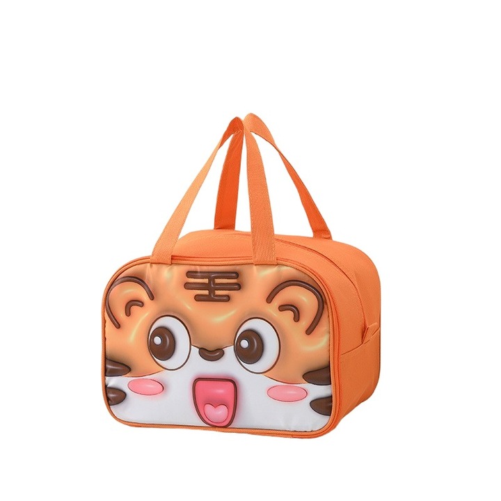 Хладилна чанта Flippy 3D, преносима за деца Оксфордска чанта за обяд 27,5x18x20 см тигър шарка оранжево